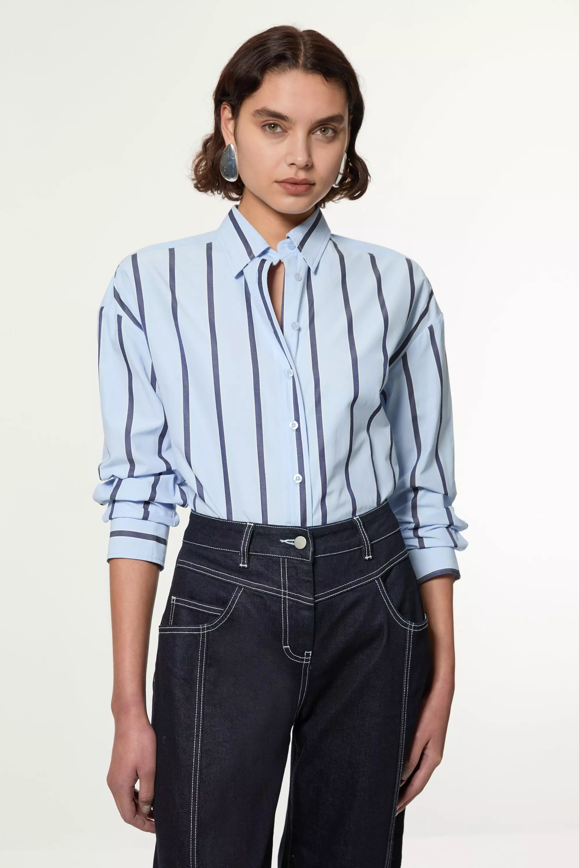 定価61,600円 ebure Silk Cotton Stripe Shirt 定価61, ebure Silk Cotton Stripe Shirt